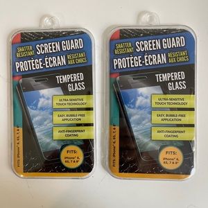 NEW lot of 2 Shatter-Resistant Screen Guard Tempered Glass iPhone 6, 6S, 7, 8